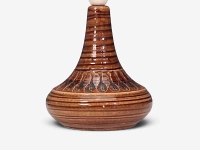 Arne Finne Nielsen Table Lamp Brown Glazed Stoneware Denmark 1960s