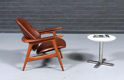 Arne Hovmand Olsen Arne Hovmand Olsen Teak Cognac Leather Lounge Chair for Mogens Kold