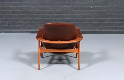 Arne Hovmand Olsen Arne Hovmand Olsen Teak Cognac Leather Lounge Chair for Mogens Kold