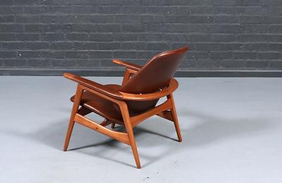 Arne Hovmand Olsen Arne Hovmand Olsen Teak Cognac Leather Lounge Chair for Mogens Kold