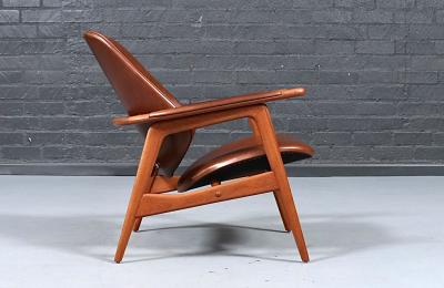 Arne Hovmand Olsen Arne Hovmand Olsen Teak Cognac Leather Lounge Chair for Mogens Kold