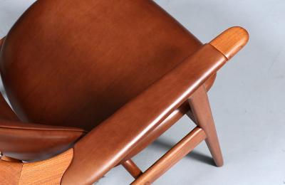 Arne Hovmand Olsen Arne Hovmand Olsen Teak Cognac Leather Lounge Chair for Mogens Kold