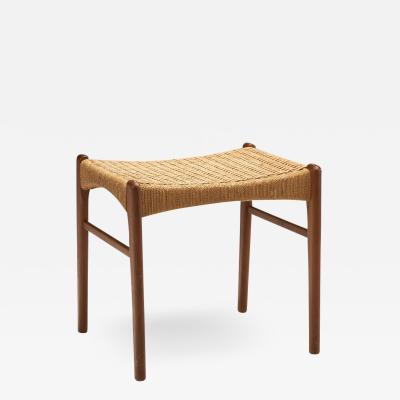 Arne Hovmand Olsen Arne Hovmand Olsen Teak and Paper Cord Stool Denmark 1950s