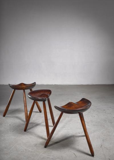 Arne Hovmand Olsen Arne Hovmand Olsen set of three tripod stools