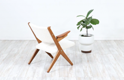 Arne Hovmand Olsen Danish Modern Sculpted Oak Teak Arm Chair by Arne Hovmand Olsen
