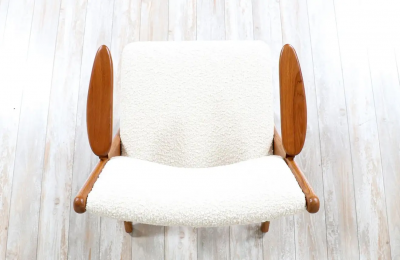 Arne Hovmand Olsen Danish Modern Sculpted Oak Teak Arm Chair by Arne Hovmand Olsen