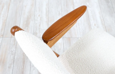 Arne Hovmand Olsen Danish Modern Sculpted Oak Teak Arm Chair by Arne Hovmand Olsen