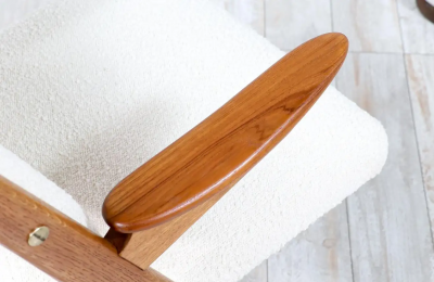 Arne Hovmand Olsen Danish Modern Sculpted Oak Teak Arm Chair by Arne Hovmand Olsen