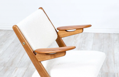 Arne Hovmand Olsen Danish Modern Sculpted Oak Teak Arm Chair by Arne Hovmand Olsen