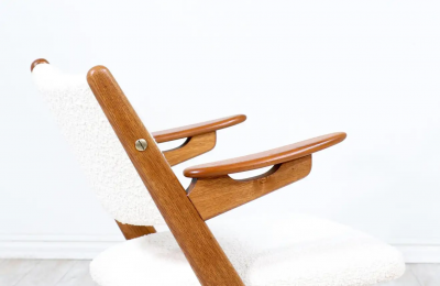 Arne Hovmand Olsen Danish Modern Sculpted Oak Teak Arm Chair by Arne Hovmand Olsen