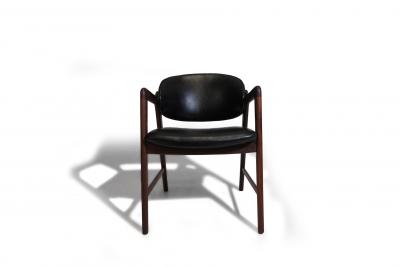 Arne Hovmand Olsen Mid Century Danish Walnut Arm Chairs in Black