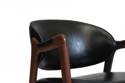 Arne Hovmand Olsen Mid Century Danish Walnut Arm Chairs in Black
