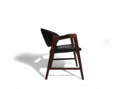 Arne Hovmand Olsen Mid Century Danish Walnut Arm Chairs in Black