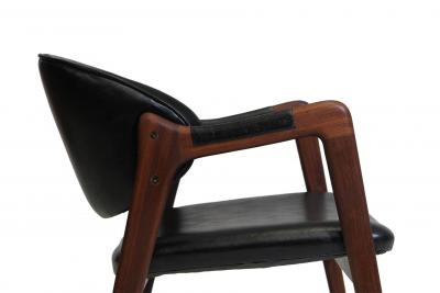 Arne Hovmand Olsen Mid Century Danish Walnut Arm Chairs in Black