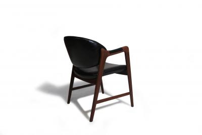 Arne Hovmand Olsen Mid Century Danish Walnut Arm Chairs in Black