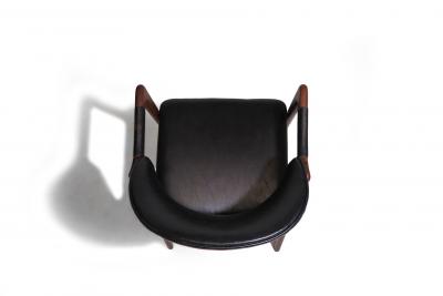 Arne Hovmand Olsen Mid Century Danish Walnut Arm Chairs in Black