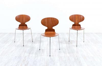 Arne Jacobsen Arne Jacobsen Ant Model 3100 Teak Chairs for Fritz Hansen