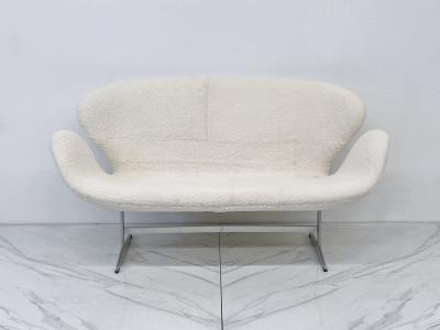 Arne Jacobsen Arne Jacobsen Fritz Hansen Swan Sofa Settee 1960s in Real Canadian Sheepskin