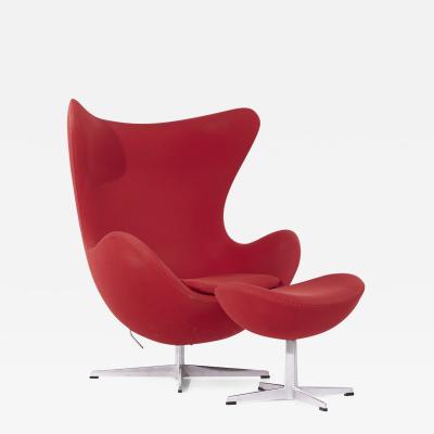 Arne Jacobsen Arne Jacobsen for Fritz Hansen Mid Century Egg Chair with Ottoman