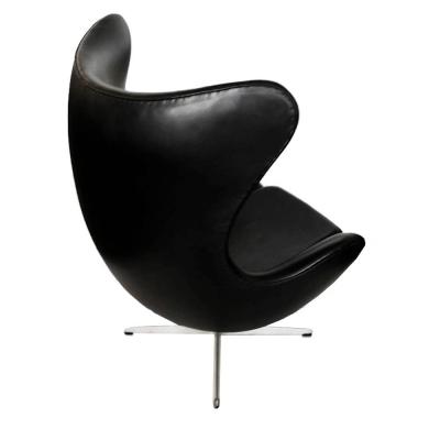 Arne Jacobsen Early Arne Jacobsen Egg Chair w Ottoman Black Leather Pr 