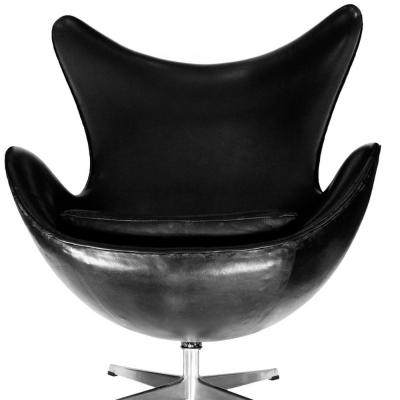Arne Jacobsen Early Original Black Leather Egg Chair and Ottoman by Arne Jacobsen