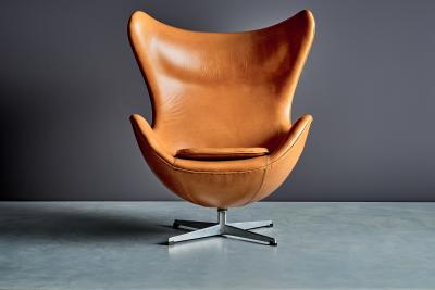 Arne Jacobsen Egg Chair by Arne Jacobsen upholstered in Cognac Leather