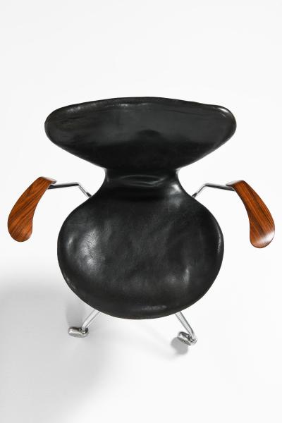 Arne Jacobsen Office Chair in Leather Steel and Rosewood by Arne Jacobsen 1967