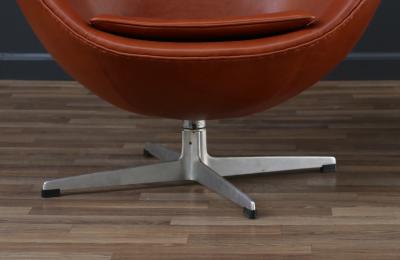 Arne Jacobsen Vintage Arne Jacobsen Cognac Leather Egg Chair for Fritz Hansen