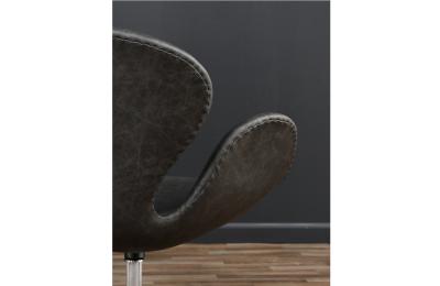 Arne Jacobsen Vintage Arne Jacobsen Grey Leather Swan Chair for Fritz Hansen
