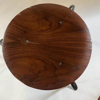 Arne Jacobsen set of 4 vintage three legged teak stools in the style of Arne Jacobsen Dot