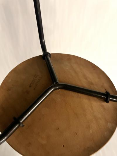 Arne Jacobsen set of 4 vintage three legged teak stools in the style of Arne Jacobsen Dot