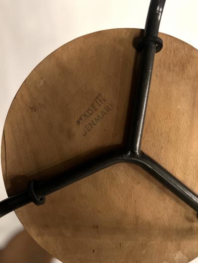 Arne Jacobsen set of 4 vintage three legged teak stools in the style of Arne Jacobsen Dot