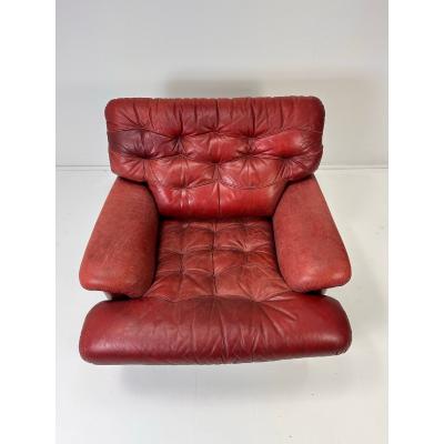 Arne Norell 1960s Attributed to Arne Norell Leather Mexico Lounge Chair