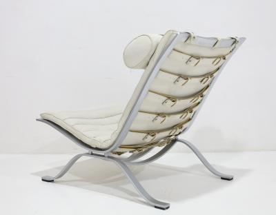 Arne Norell Ari Chair and Ottoman in Leather and Steel by Arne Norell 1970s