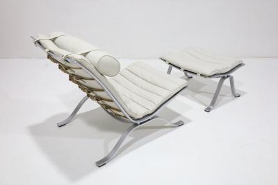 Arne Norell Ari Chair and Ottoman in Leather and Steel by Arne Norell 1970s