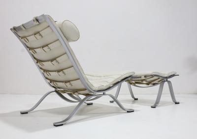 Arne Norell Ari Chair and Ottoman in Leather and Steel by Arne Norell 1970s