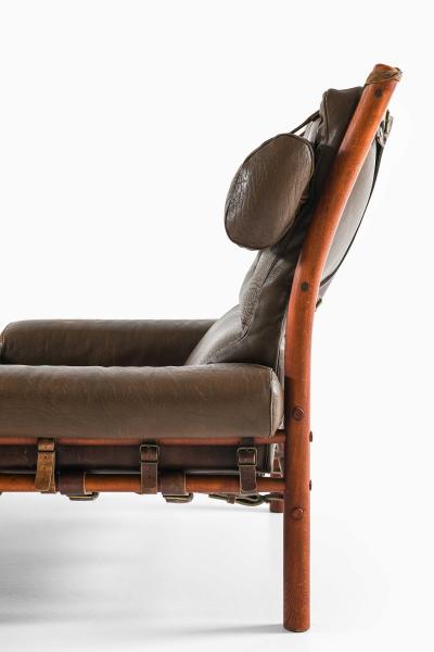 Arne Norell Inca Easy Chair and Stool in Beech Brass Leather by Arne Norell 1960s