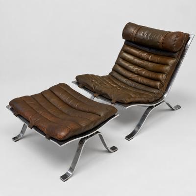 Arne Norell Lounge chair with foot stool by Arne Norell