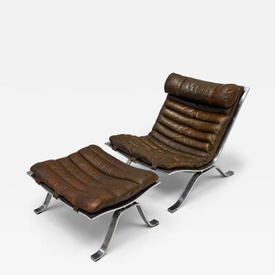 Arne Norell Lounge chair with foot stool by Arne Norell