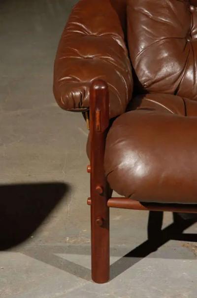 Arne Norell Pair of Brown Tufted Leather Chairs by Arne Norell