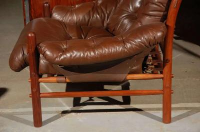 Arne Norell Pair of Brown Tufted Leather Chairs by Arne Norell