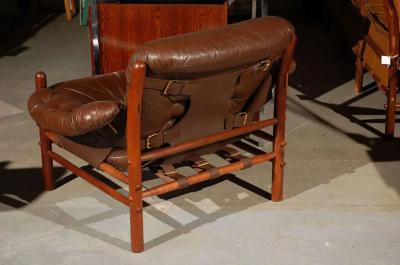 Arne Norell Pair of Brown Tufted Leather Chairs by Arne Norell