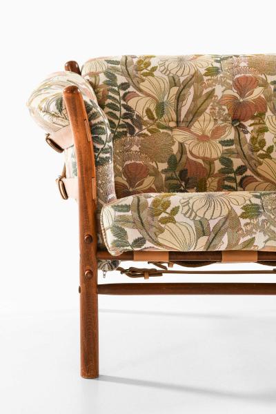 Arne Norell Pair of Indra Easy Chairs in Beech Brass Leather by Arne Norell 1970s