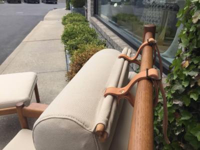 Arne Norell Rare Vintage Arne Norell Teak Armchair and Ottoman with Leather Straps