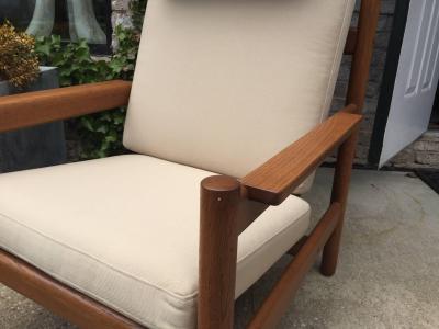 Arne Norell Rare Vintage Arne Norell Teak Armchair and Ottoman with Leather Straps