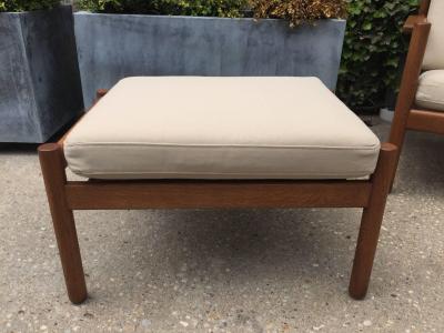 Arne Norell Rare Vintage Arne Norell Teak Armchair and Ottoman with Leather Straps