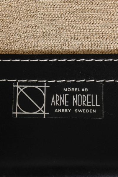 Arne Norell Scandinavian Modern Sofa in Beech Brass Fabric Leather by Arne Norell 1960s