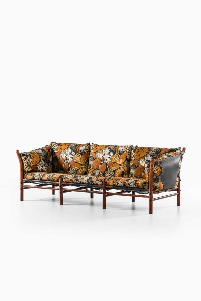 Arne Norell Scandinavian Modern Sofa in Beech Brass Fabric Leather by Arne Norell 1960s