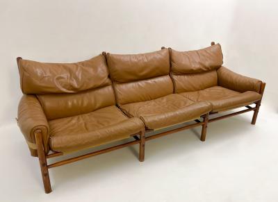 Arne Norell Vintage Kontiki Three Seater Leather Sofa by Arne Norell