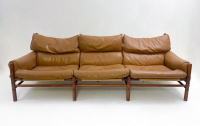 Arne Norell Vintage Kontiki Three Seater Leather Sofa by Arne Norell